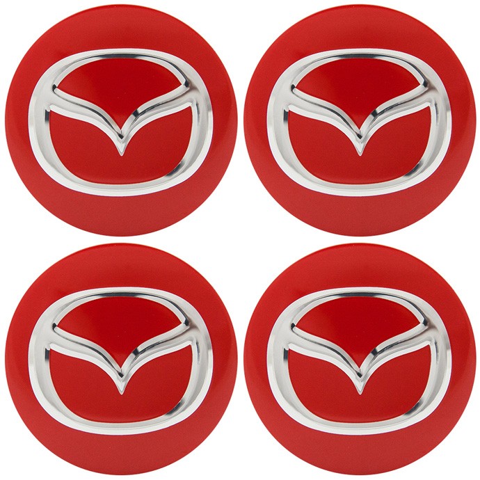 Наклейки на диски Mazda красные сфера 56 мм