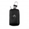 Чехол для ключей Mercedes кожаный фактурный на молнии черный