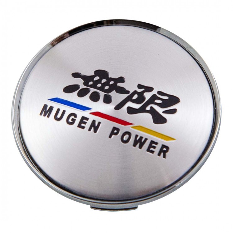 Колпачки на диски 62/56/8 хром со стикером MUGEN POWER