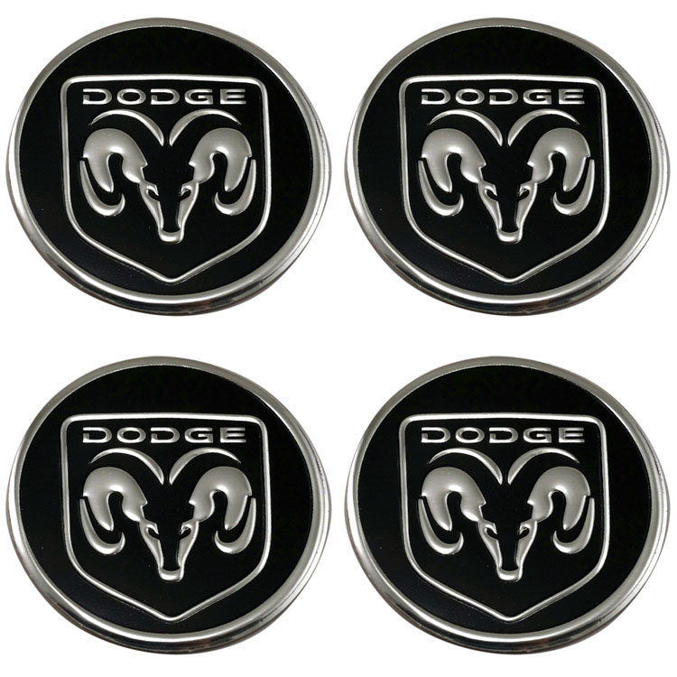 Наклейки для дисков Dodge 60 мм black/chrome металлизированные