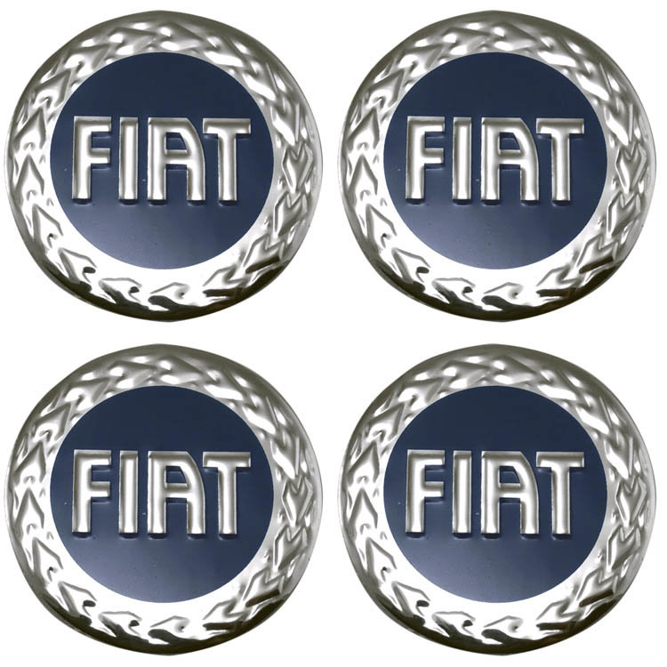 Стикеры на колпачки Fiat 60 мм серебристый+синий