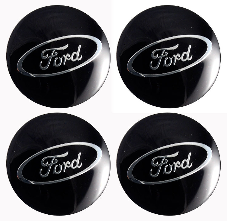 Наклейки на диски Ford 60 мм сфера черные с хромированным логотипом