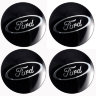 Наклейки на диски Ford черные с хромированным логотипом сфера 60 мм фото