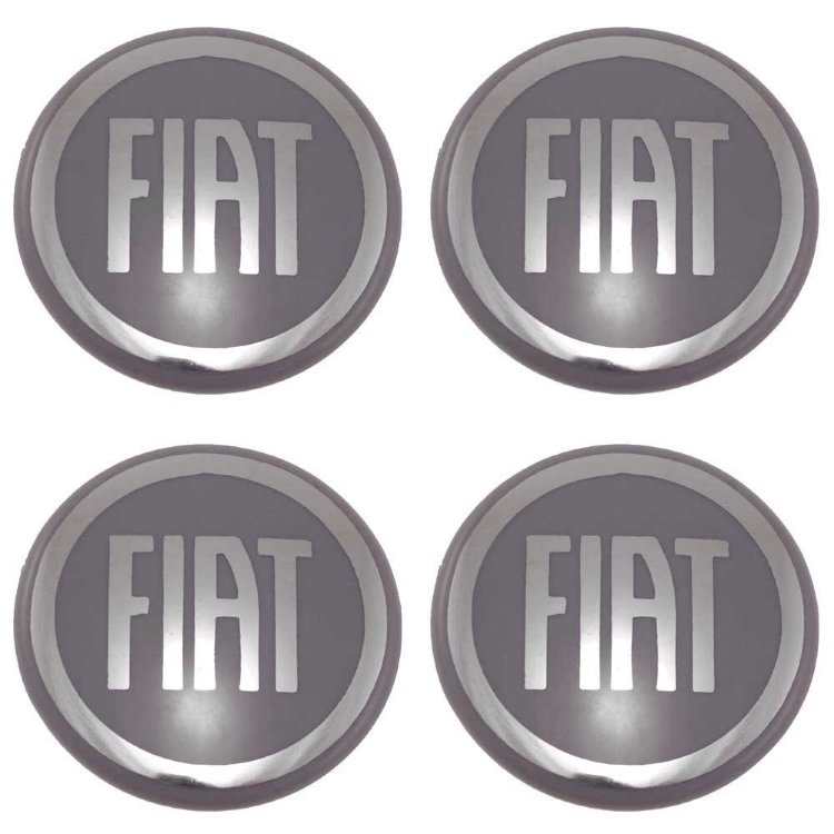 Стикеры на колпаки Fiat 60 мм хром+серый 