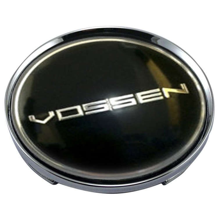 Колпачки на диски 62/56/8 хром со стикером Vossen черный 