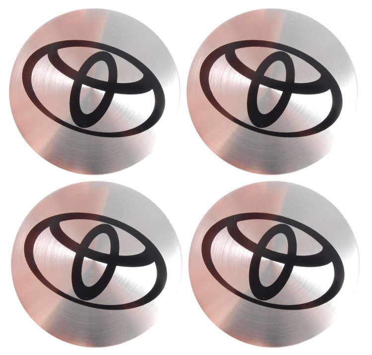 Наклейки на диски Toyota 60 мм сфера серебристые с черным