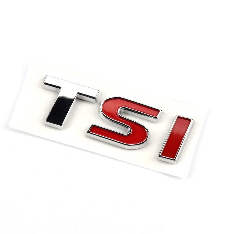 Стикер выпуклый TSI 80*25 мм металлический красный с хромом 
