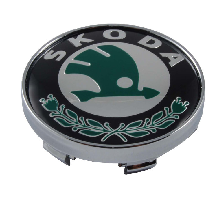 Колпачок на диски Skoda 60/56/9 черный-зеленый-хром