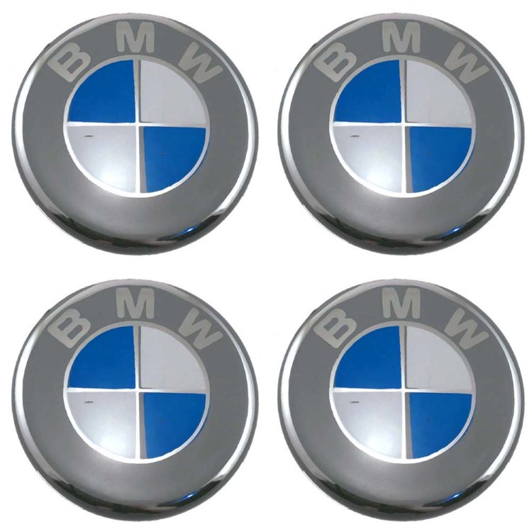 Наклейки на диски BMW сфера 65 мм серый+синий+хром