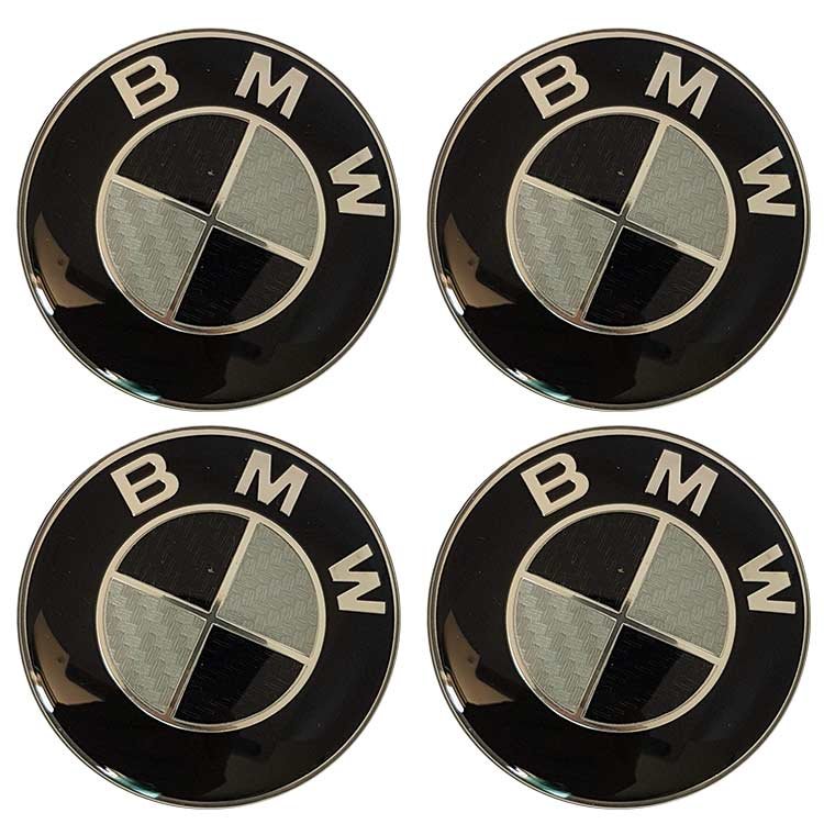 Наклейки на диски BMW линза 65 мм черные, имитация карбона