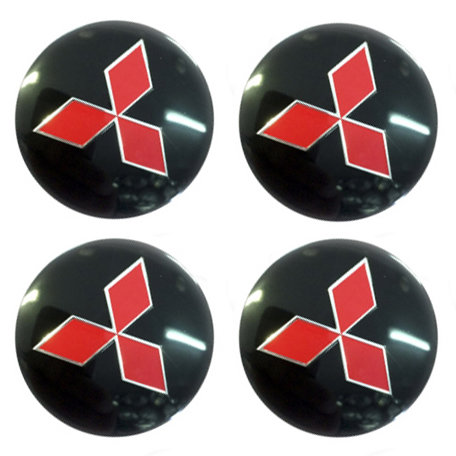 Наклейки на диски Mitsubishi 56 мм сфера red-black 