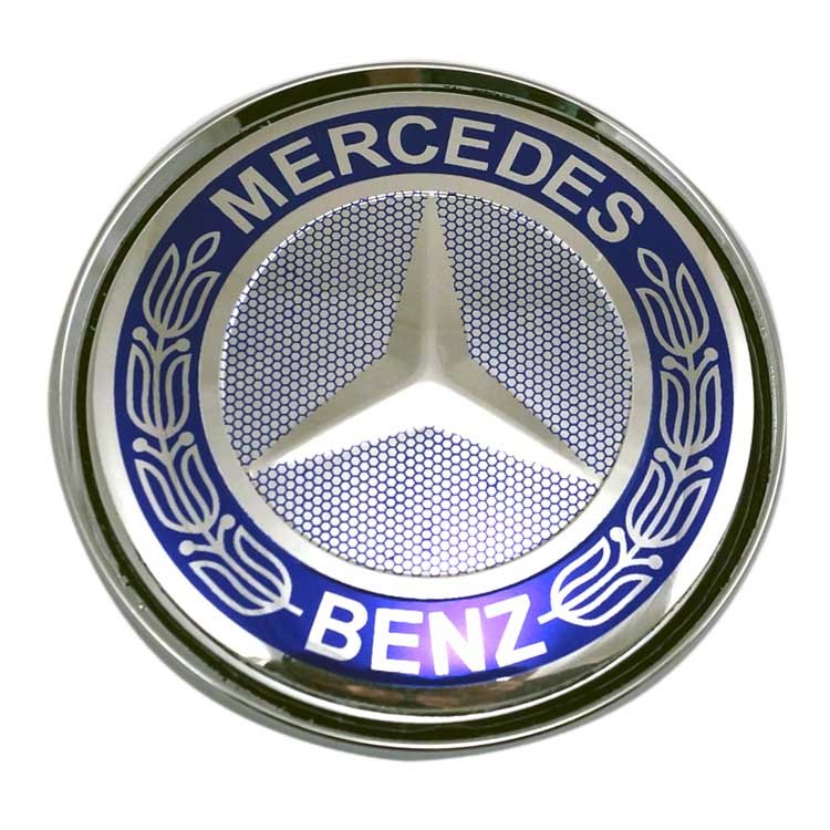 Колпачок в литой диск со стикером Mercedes (63/58/8) синий и хром