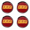 Заглушки для диска со стикером BBS (64/60/6) красный карбон желтый